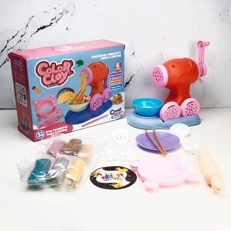 Color Clay Noodle Maker Machine Toy Set with 6 Colors Non-Toxic Playdough