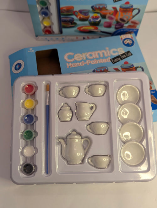 DIY Hand-Painted Ceramic Miniature Tea Set Craft Kit